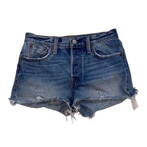 Levi’s Cut Off Mid Rise Short Jean Shorts White Cone Denim Size 26